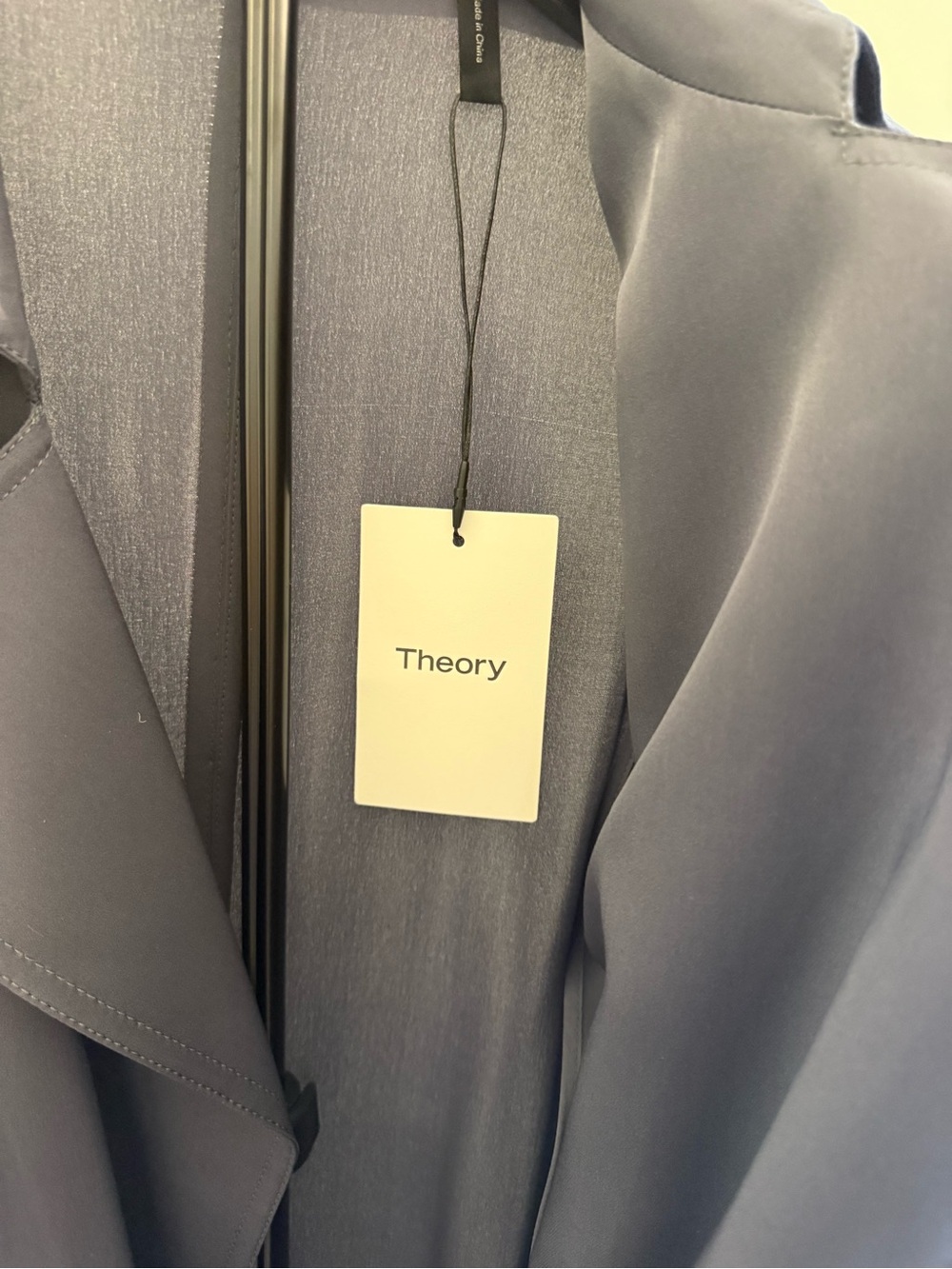 NWT Theory Oaklane Unlined Silk Trench Coat in Slate Grey Modern GGT - Picture 3 of 6